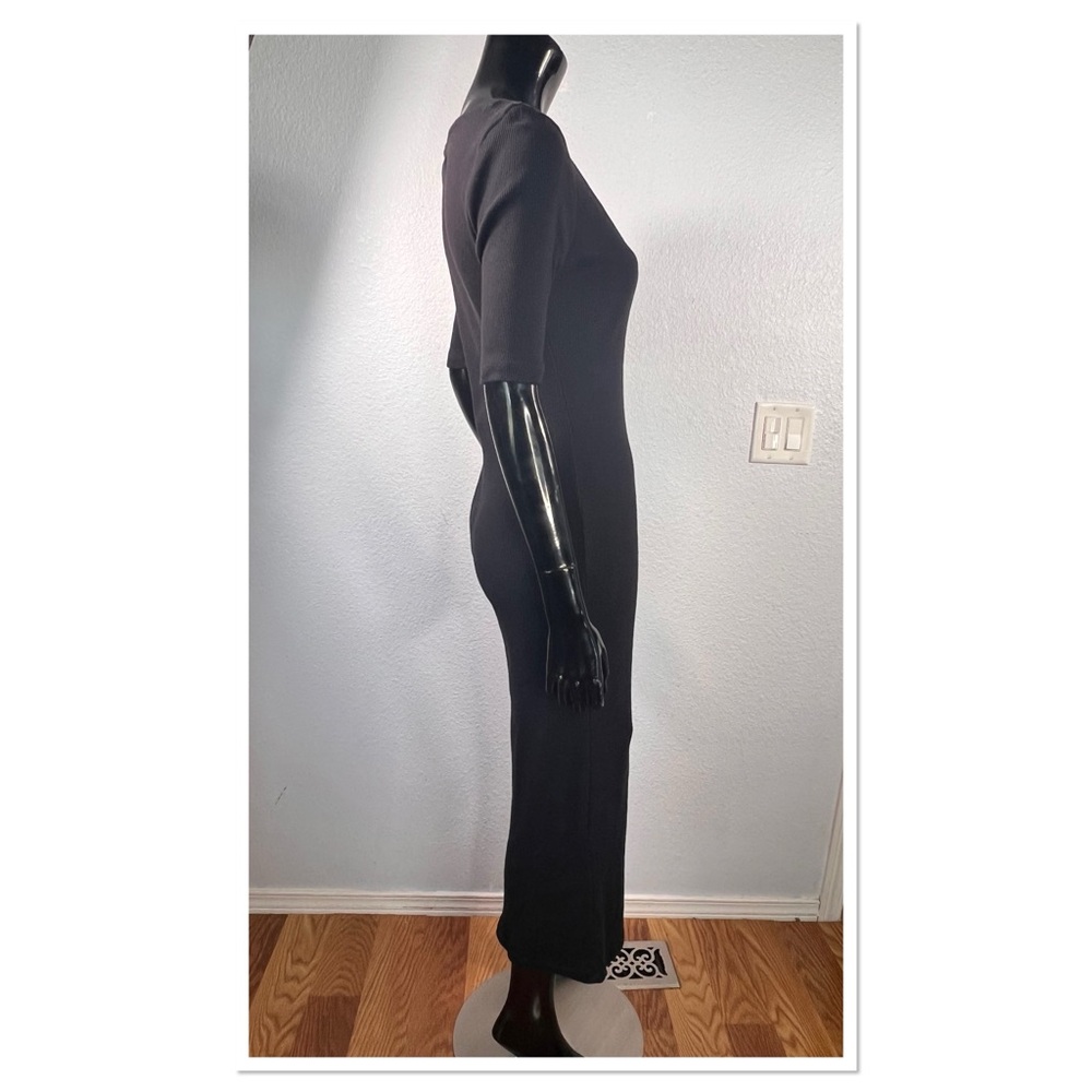 FP Beach Free People Avery Midi Dress Classic Black Scoop Neck Sz M Cotton - Picture 5 of 8